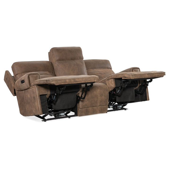 MS - Wheeler Power Sofa With Power Headrest - Dark Brown