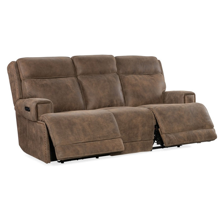 MS - Wheeler Power Sofa With Power Headrest - Dark Brown