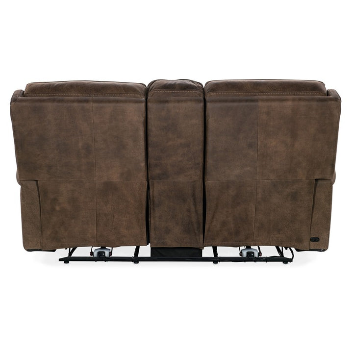 MS - Wheeler Power Console Loveseat With Power Headrest - Dark Brown