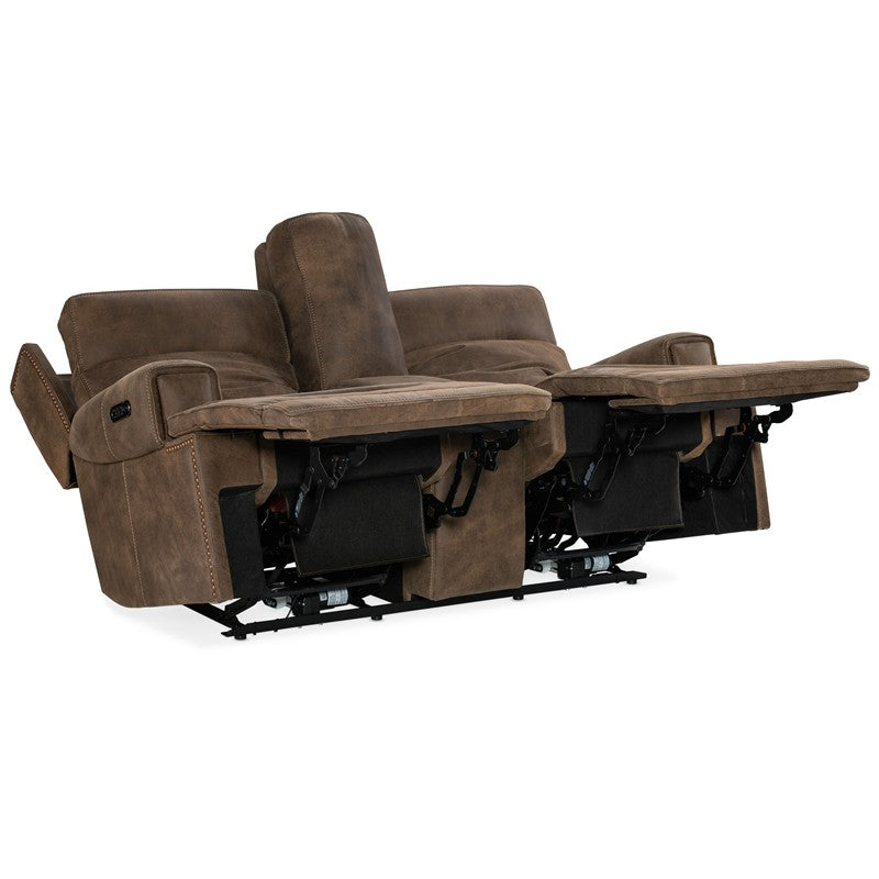 MS - Wheeler Power Console Loveseat With Power Headrest - Dark Brown