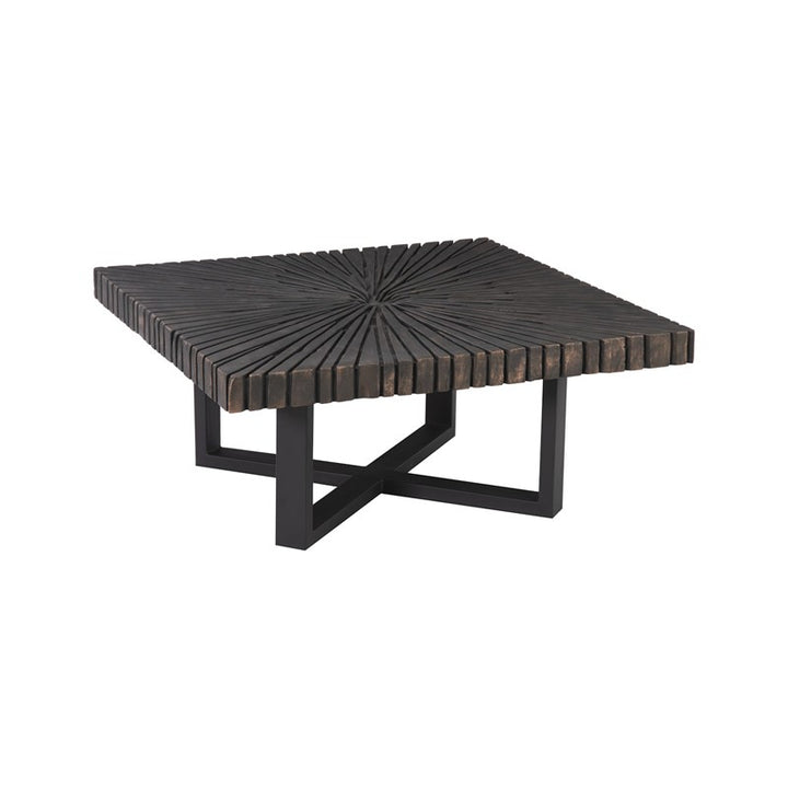Chainsaw Coffee Table, Square, Black Iron Cross Base