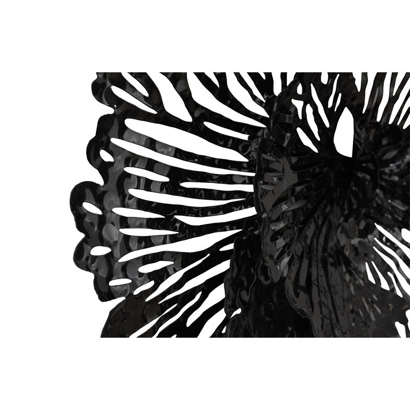 Flower Wall Art, Small, Black, Metal