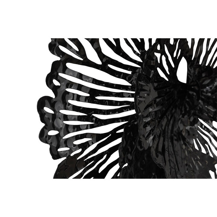 Flower Wall Art, Small, Black, Metal