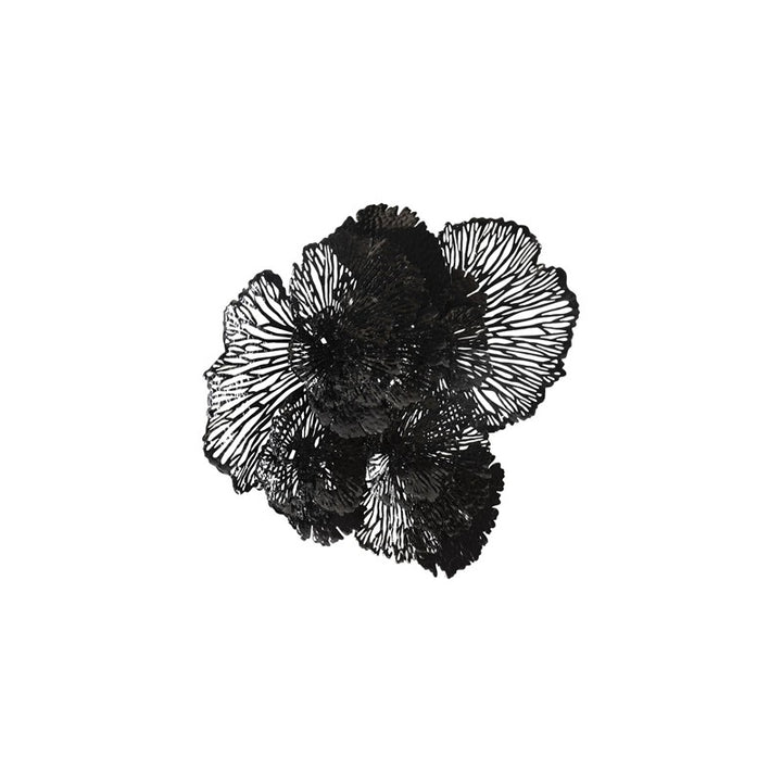 Flower Wall Art, Large, Black, Metal