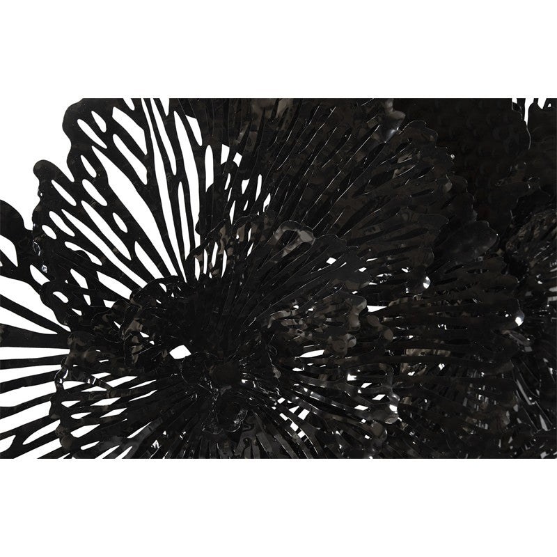 Flower Wall Art, Large, Black, Metal