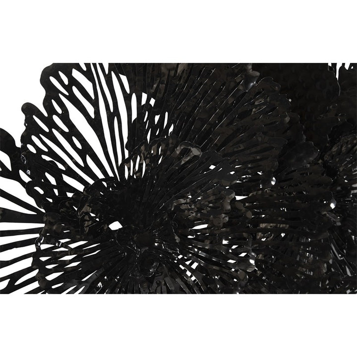 Flower Wall Art, Large, Black, Metal