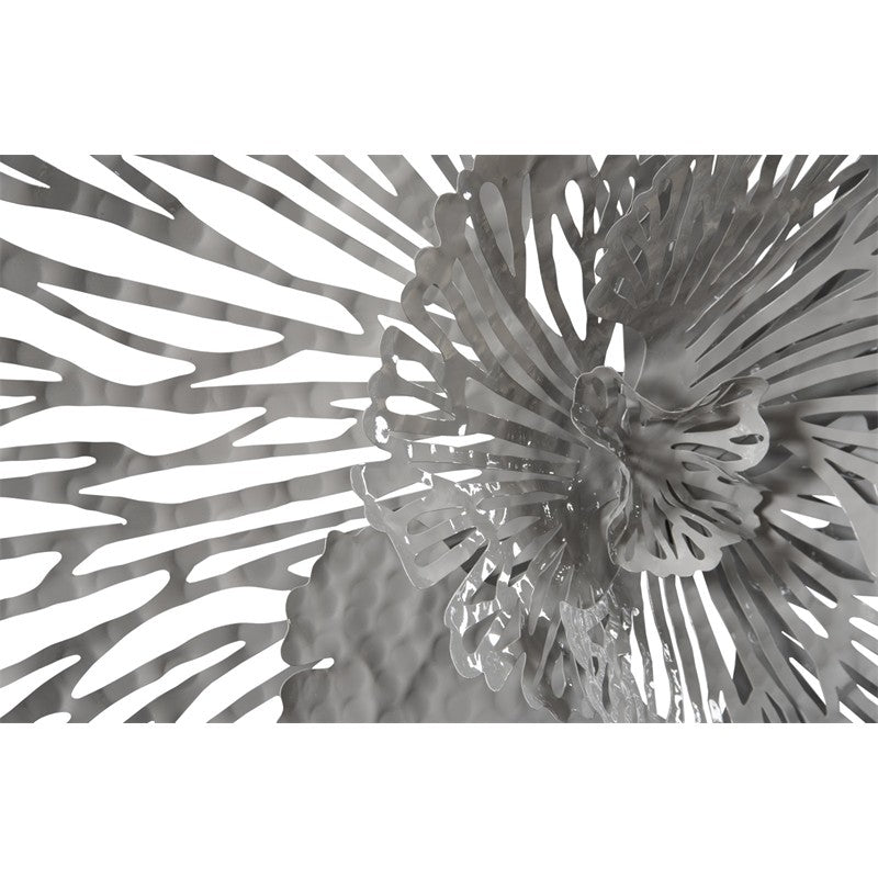 Flower Wall Art, Medium, Gray, Metal