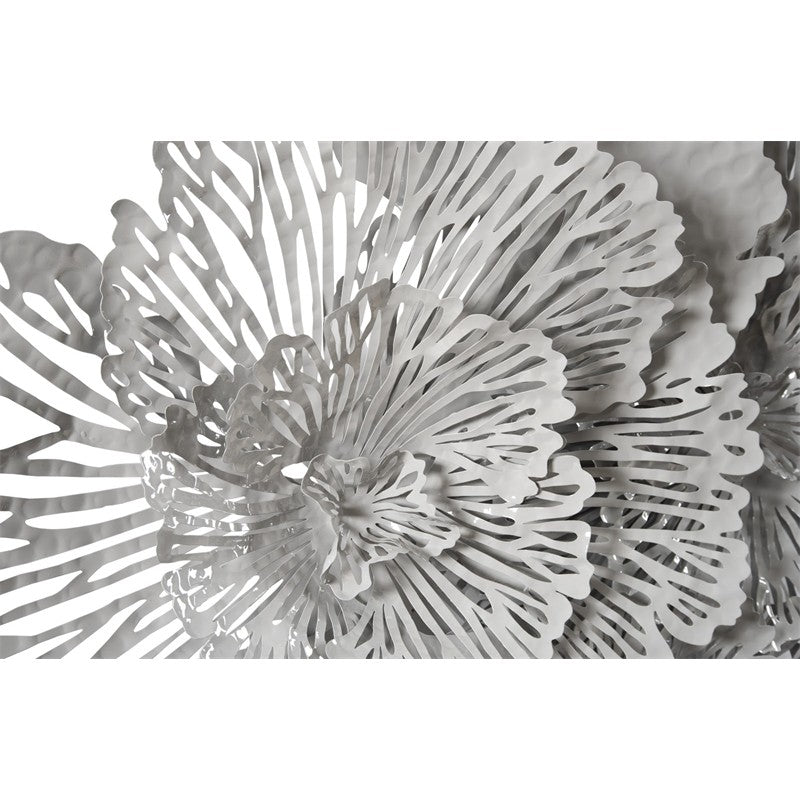 Flower Wall Art, Large, Gray, Metal