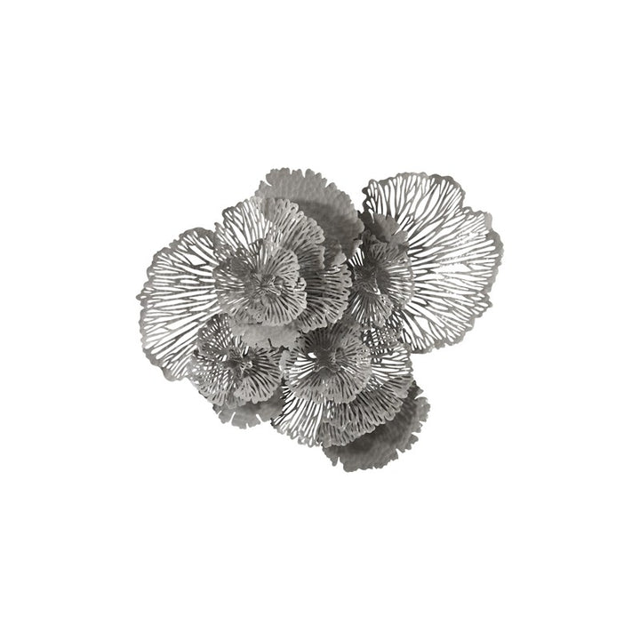 Flower Wall Art, Large, Gray, Metal