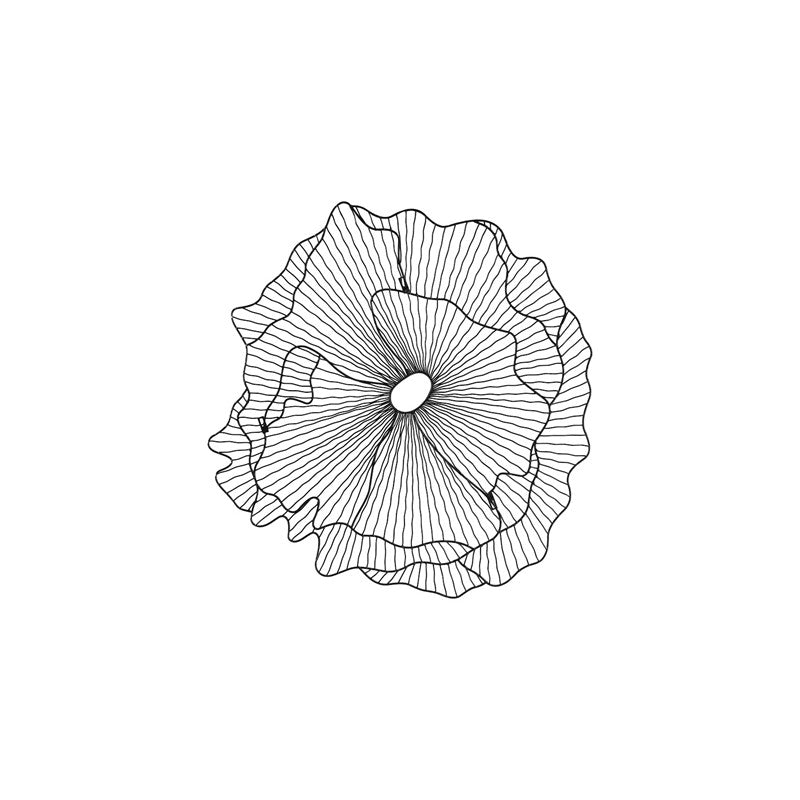 Poppy Flower Wall Art, Silver/Black