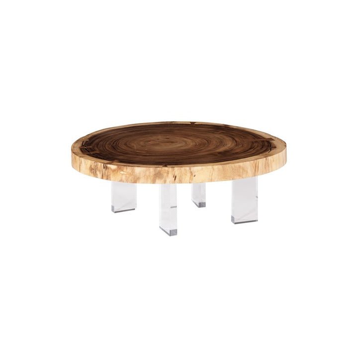 Floating Coffee Table with Acrylic Legs, Natural, Size Varies