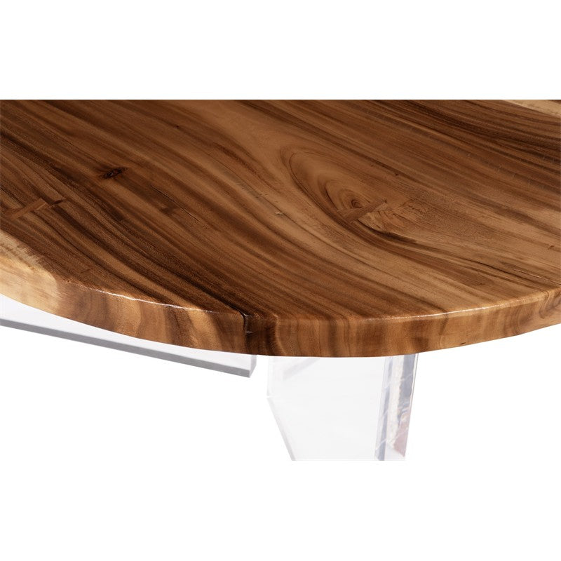 Floating Round Dining Table With Acrylic Legs, Natural