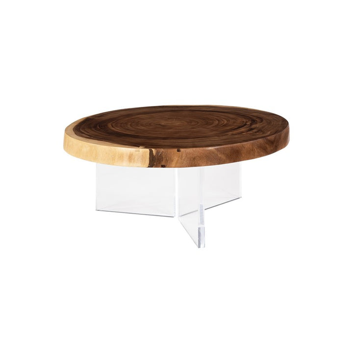 Floating Round Coffee Table With Acrylic Legs, Natural