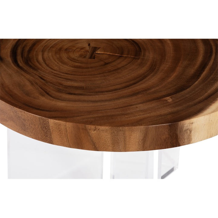 Floating Round Coffee Table With Acrylic Legs, Natural