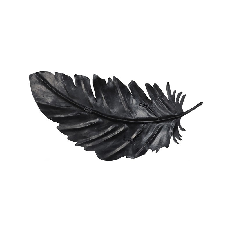 Feather Wall Decor, Black, Metal