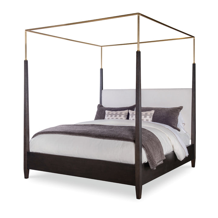 Metal Canopy Poster Bed - King (Mocha)